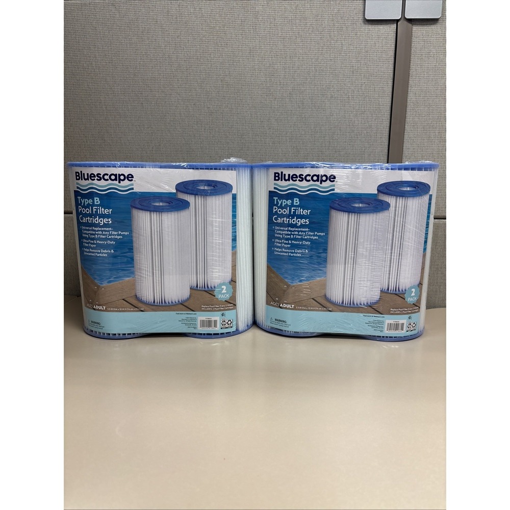 Bluescape Type B Pool Filter Cartridge 2, 2-Pack White 4 Pack New